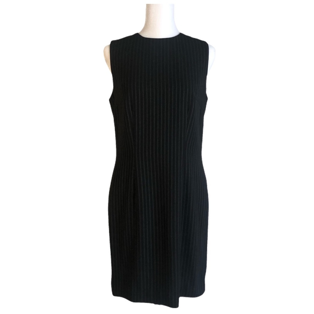 Valerie Stevens Petite Black Shift Dress Pinstripe